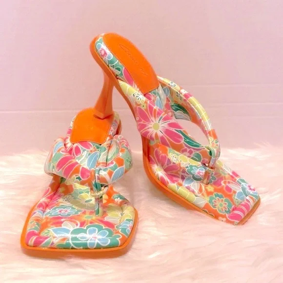 New Sam Edelman Circus Skeet Floral Orange Sandals Size 7 1/2 - Picture 2 of 13